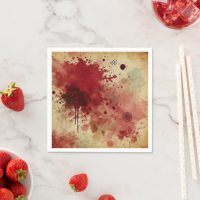 Cranberry Spice Splatter Distressed Ink Decoupage Napkin (Insitu)