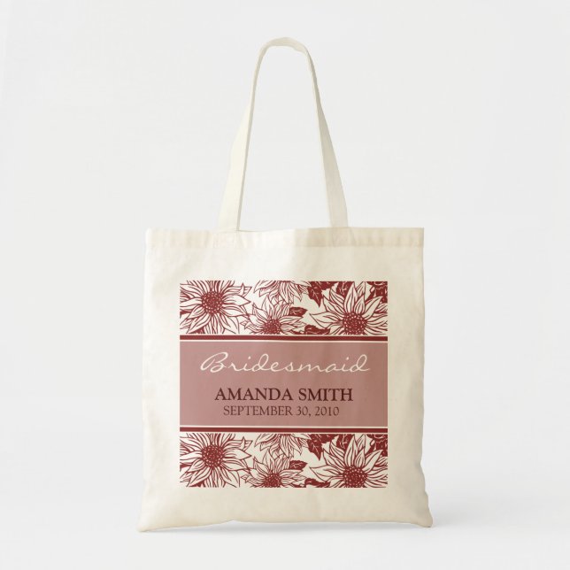 Cranberry Sunflower Personalized Wedding Party Bag (Front)