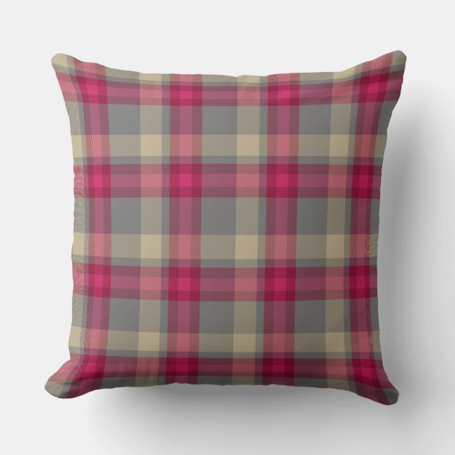 Cranberry Walsh Tartan Plaid Pillow (Front)