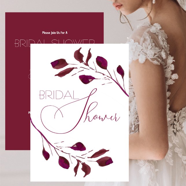 Cranberry Watercolor Floral Bridal Shower Invitation (Creator Uploaded)