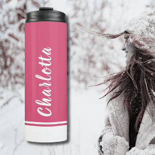 Cranberry White   Elegant   Minimal   Customized Thermal Tumbler