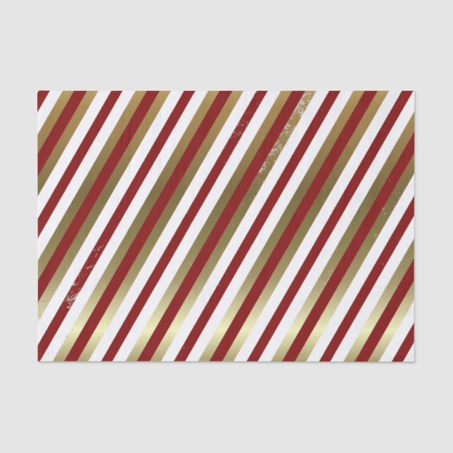 Cranberry, White, Gold Stripe Tissue Paper (Front)