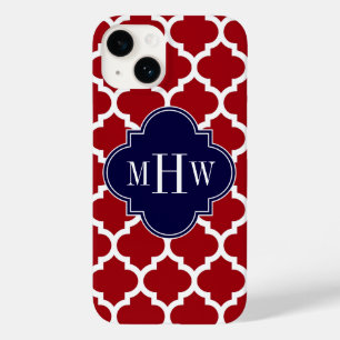 Cranberry Wht Moroccan #5 Navy Blue Name Monogram  Case-Mate iPhone 14 Case