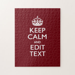 Cranberry Wine Burgundy Decor Keep Calm Your Text Jigsaw Puzzle