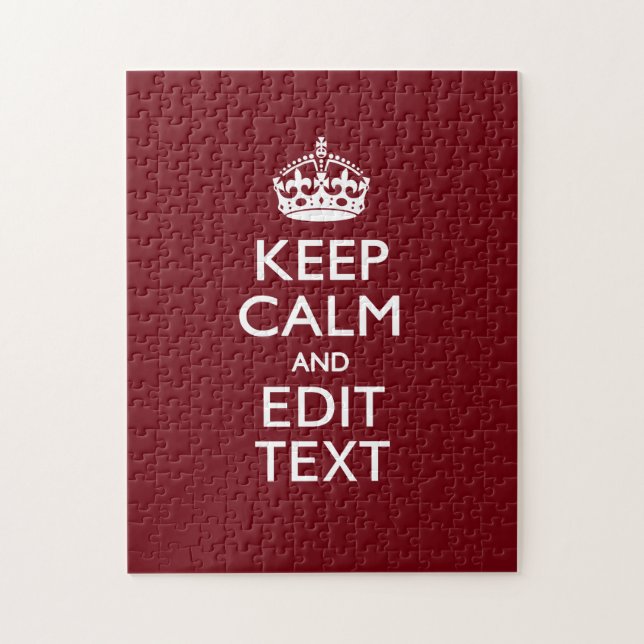Cranberry Wine Burgundy Decor Keep Calm Your Text Jigsaw Puzzle (Vertical)