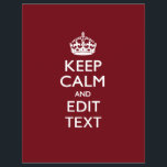 Cranberry Wine Burgundy Keep Calm and Your Text Flyer<br><div class="desc">Your personalized Keep Calm saying on a fine custom burgundy accent colour style decor. A personalized Keep Calm style saying on a one of a kind gift. Humourous or whimsical try on your creative words on two editable lines of text. Remember to use CAPITAL letters for best results. Embroidery designs...</div>