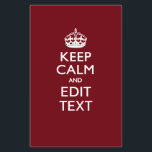 Cranberry Wine Burgundy Keep Calm and Your Text Flyer<br><div class="desc">Your personalized Keep Calm saying on a fine custom burgundy accent colour style decor. A personalized Keep Calm style saying on a one of a kind gift. Humourous or whimsical try on your creative words on two editable lines of text. Remember to use CAPITAL letters for best results. Use the...</div>