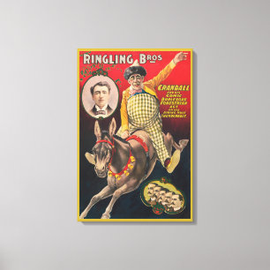Crandall The Clown Performing With His Mule Canvas Print