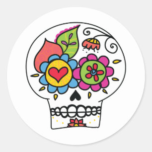 Crâne à sucre, Stickers Dia de Los Muertos, blanc