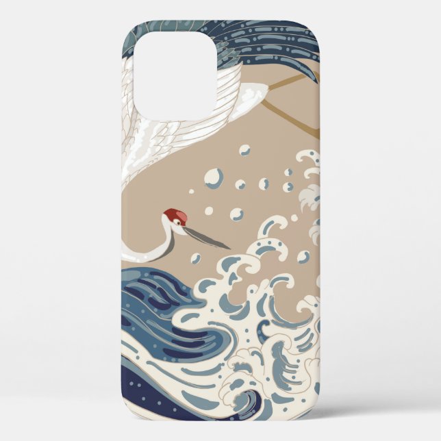 Crane and Japanese wave illustration. Traditional  Case-Mate iPhone Case (Back)