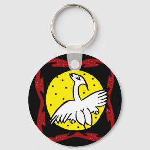 Crane and moon key chain