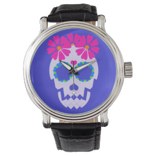 Crâne avec la montre de fleurs
