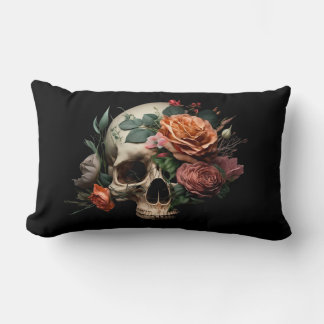 Crâne avec Rose oblong Coussin de coussin