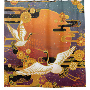 Crane Bird Chrysanthemum Japanese Pattern