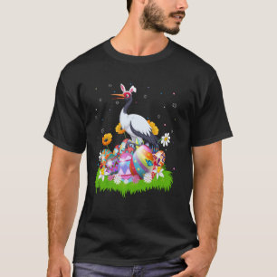 Crane Bird Easter Egg Hunt Bunny Ear Easter Sunday T-Shirt