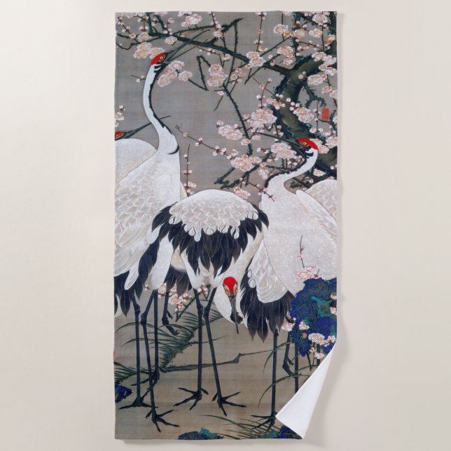 Crane Birds Beach Towel (Front)