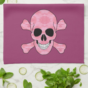 Crâne Camouflage Rose Et Crossbones Serviette De C