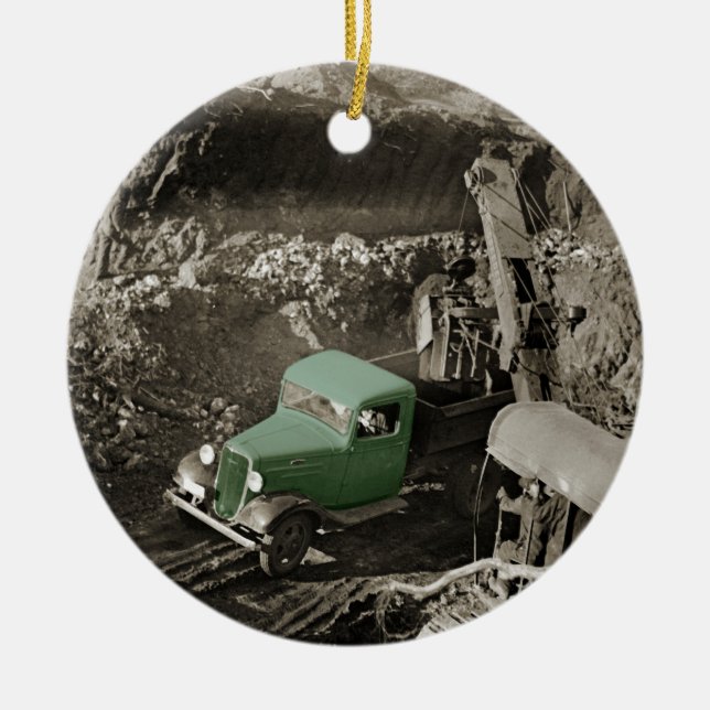 CRANE COLORSPLASH CHEVROLET OPERATING ENGINEER CERAMIC ORNAMENT (Front)