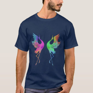 Crane Colourful Stork Japanese Culture Bird girl T-Shirt