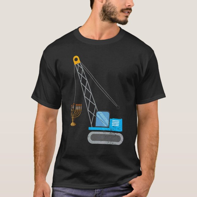 Crane Construction Chanukah Pajamas Toddler Boys H T-Shirt (Front)