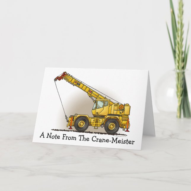 Crane Construction Equipment Note Card (Front)