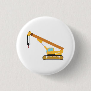 Crane Construction Truck 1 Inch Round Button