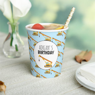Crane Construction Truck Boy Birthday Party Paper Cups