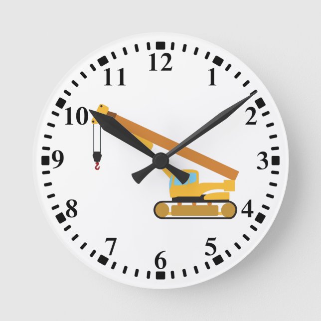 Crane Construction Truck Round Clock (Front)