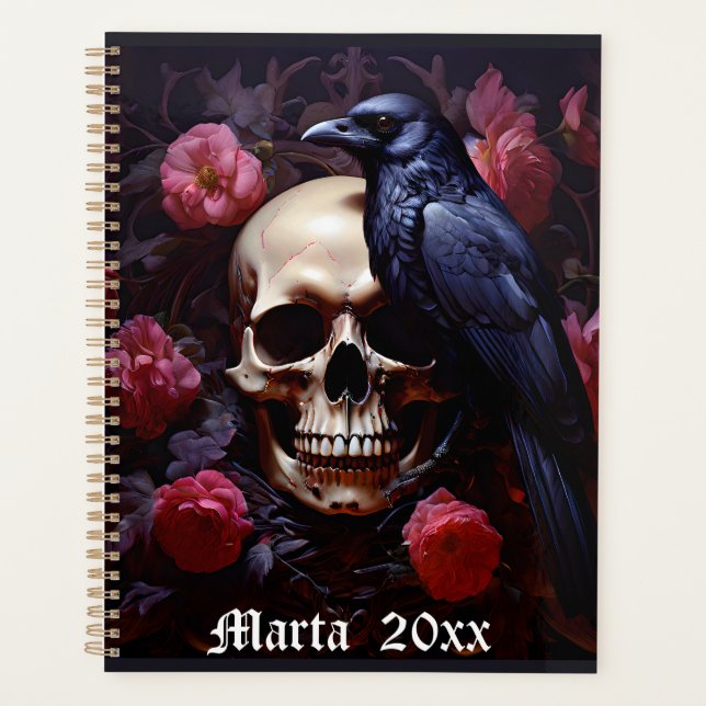 Crâne corbeau et Roses (Devant)