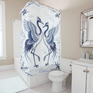 Crane Dance Japanese Imari Ware Style Blue White