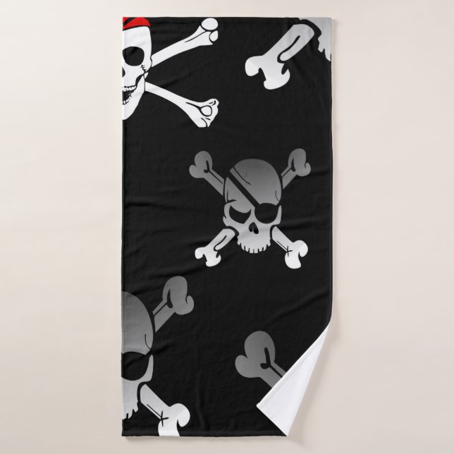 Crâne dans Bones Party Pirate Serviette de bain en (Serviette de bain)