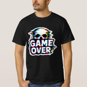 Crâne de Bug Game Over - T-Shirt de Jeu Rétro Cybe