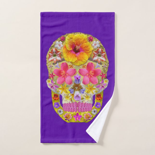 Crâne de fleurs 4 - Tropical (Serviette à main)