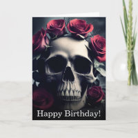 Crâne de mort gothique et carte d'anniversaire Ros