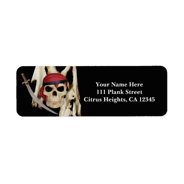 Crâne de Pirate & Épée Fête Noire (Devant)