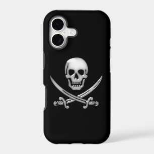 Crâne de pirate vitré et os de sabre croisés