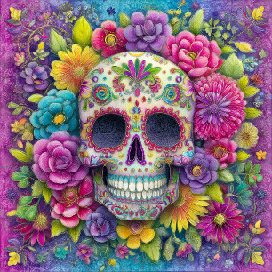 Crâne de sucre Calavera Jour des morts carreau en