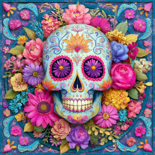 Crâne de sucre Calavera Jour des morts carreau en