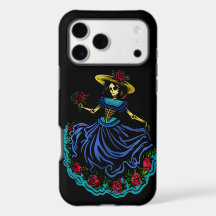 Crâne de sucre floral la catrina squelette bleu