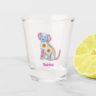 Crâne de sucre personnalisé Chien Halloween verre 