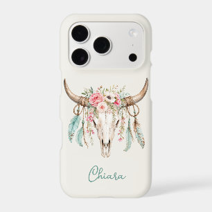 Crâne de vache floral aquarelle Boho