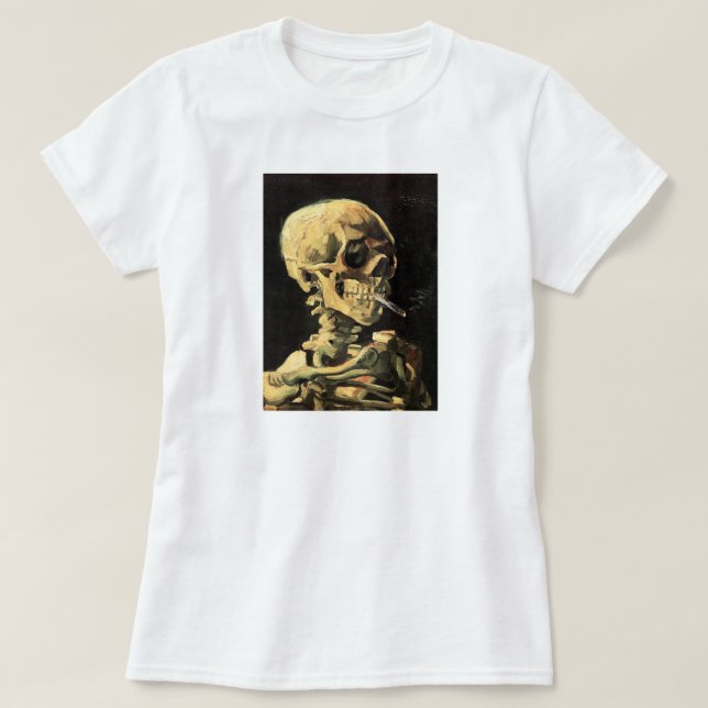 Crâne de Van Gogh avec le T-shirt brûlant de (Design devant)