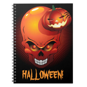 Crâne d'Halloween et Carnet Citrouille
