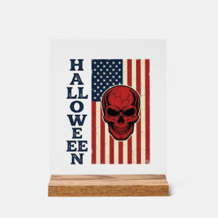Crâne d'Halloween Patriotique Vintage Épouvantable