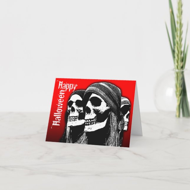 Crâne effrayant 1 de pirate de carte de Halloween (Devant)