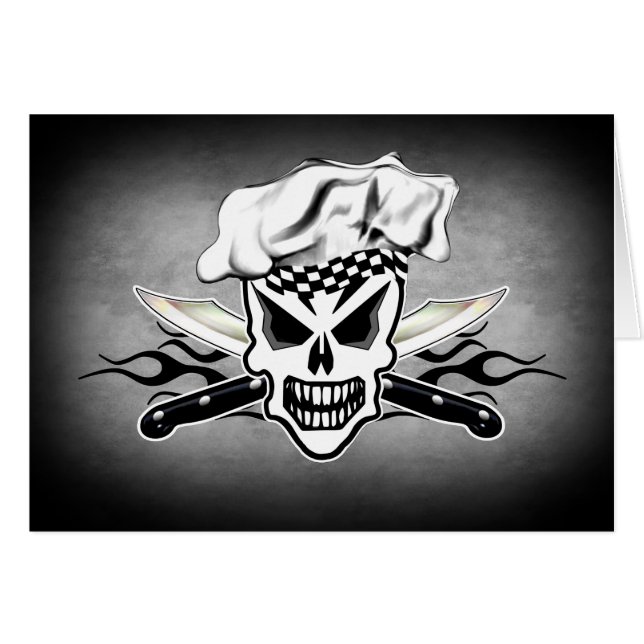 Crâne et couteaux flamboyants 2 de chef de chef (Devant horizontal)