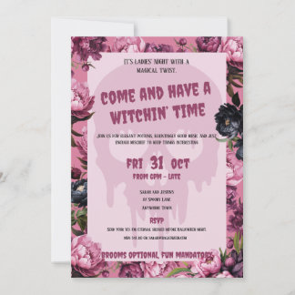 Crâne et fleurs Invitation de la fête d'Halloween