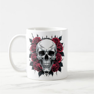 Crâne et Mug gothique Rose   Squelette floral fonc
