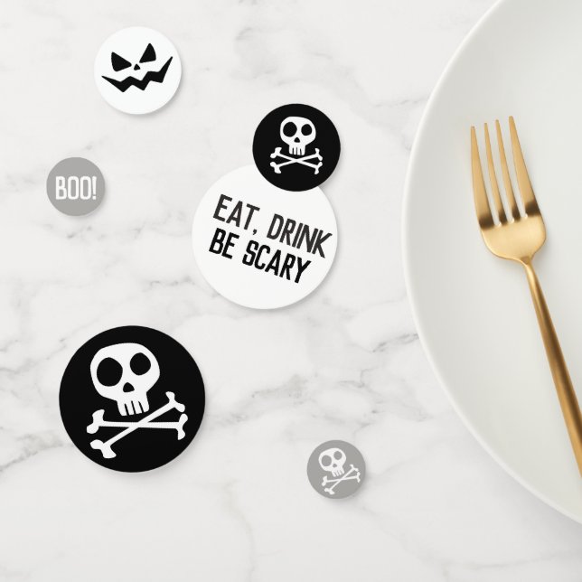 Crâne et os croisés Éffrayant Halloween Confetti (Groupe)