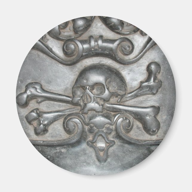 Crâne et os en marbre noir Aimants frigo (Devant)